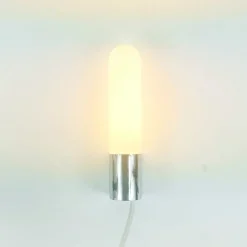 Sale Pamono Mid-Century Opaline Glass & Chrome Wall Lights from Limburg, Germany, 1970s, Set of 2