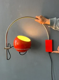 Hot Pamono Mid-Century Orange Arc Eyeball Wall Lamp from Gepo