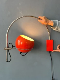 Hot Pamono Mid-Century Orange Arc Eyeball Wall Lamp from Gepo