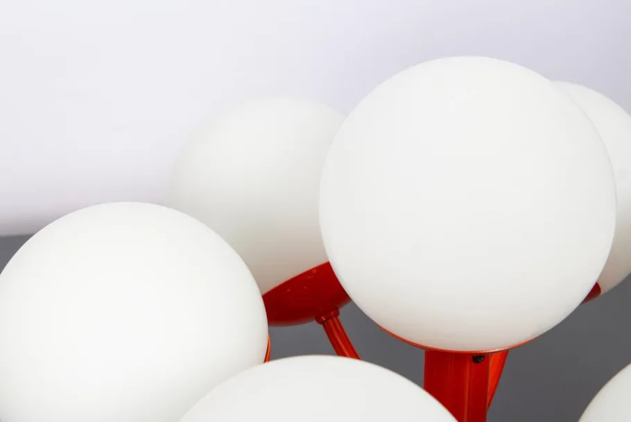 Clearance Pamono Mid-Century Orbital Ceiling or Wall Lamp in Orange attributed to Kaiser, Germany, 1970s