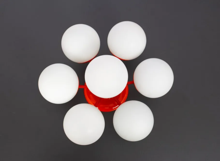 Clearance Pamono Mid-Century Orbital Ceiling or Wall Lamp in Orange attributed to Kaiser, Germany, 1970s