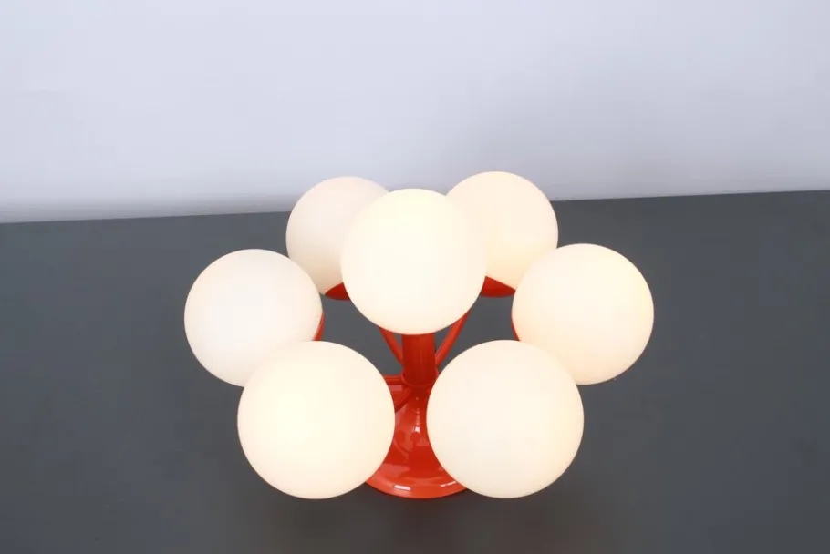 Clearance Pamono Mid-Century Orbital Ceiling or Wall Lamp in Orange attributed to Kaiser, Germany, 1970s