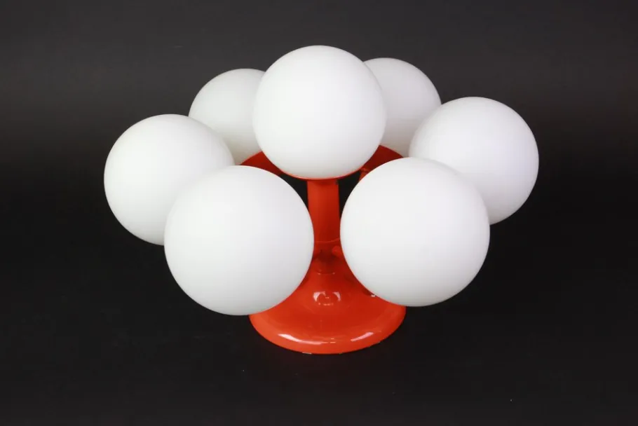 Clearance Pamono Mid-Century Orbital Ceiling or Wall Lamp in Orange attributed to Kaiser, Germany, 1970s