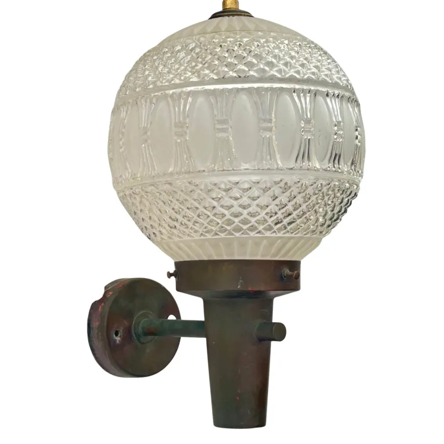 Online Pamono Mid-Century Outdoor Facade Lamp in Copper and Glass, Sweden, 1960s