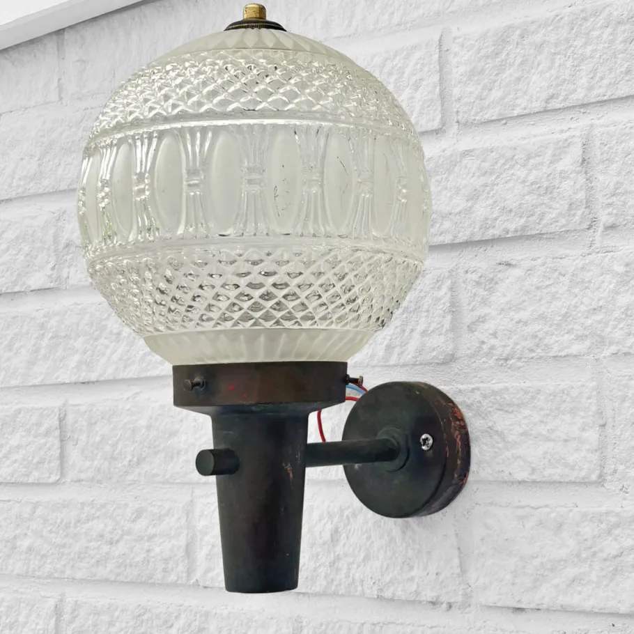 Online Pamono Mid-Century Outdoor Facade Lamp in Copper and Glass, Sweden, 1960s