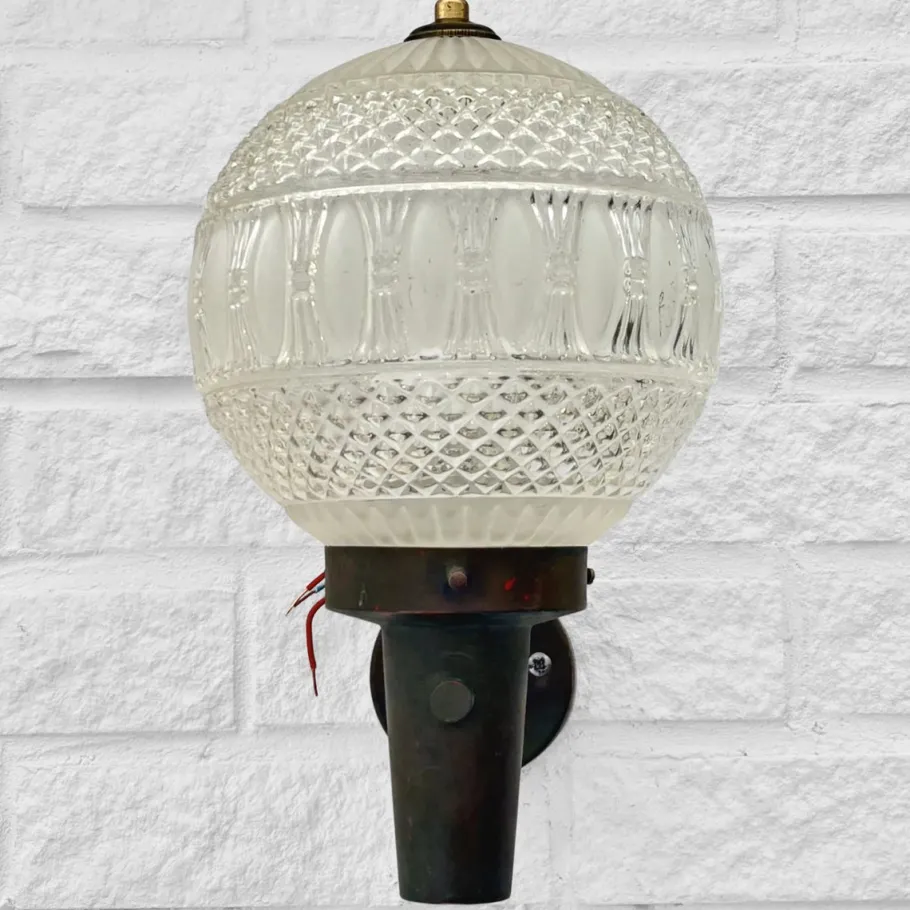 Online Pamono Mid-Century Outdoor Facade Lamp in Copper and Glass, Sweden, 1960s