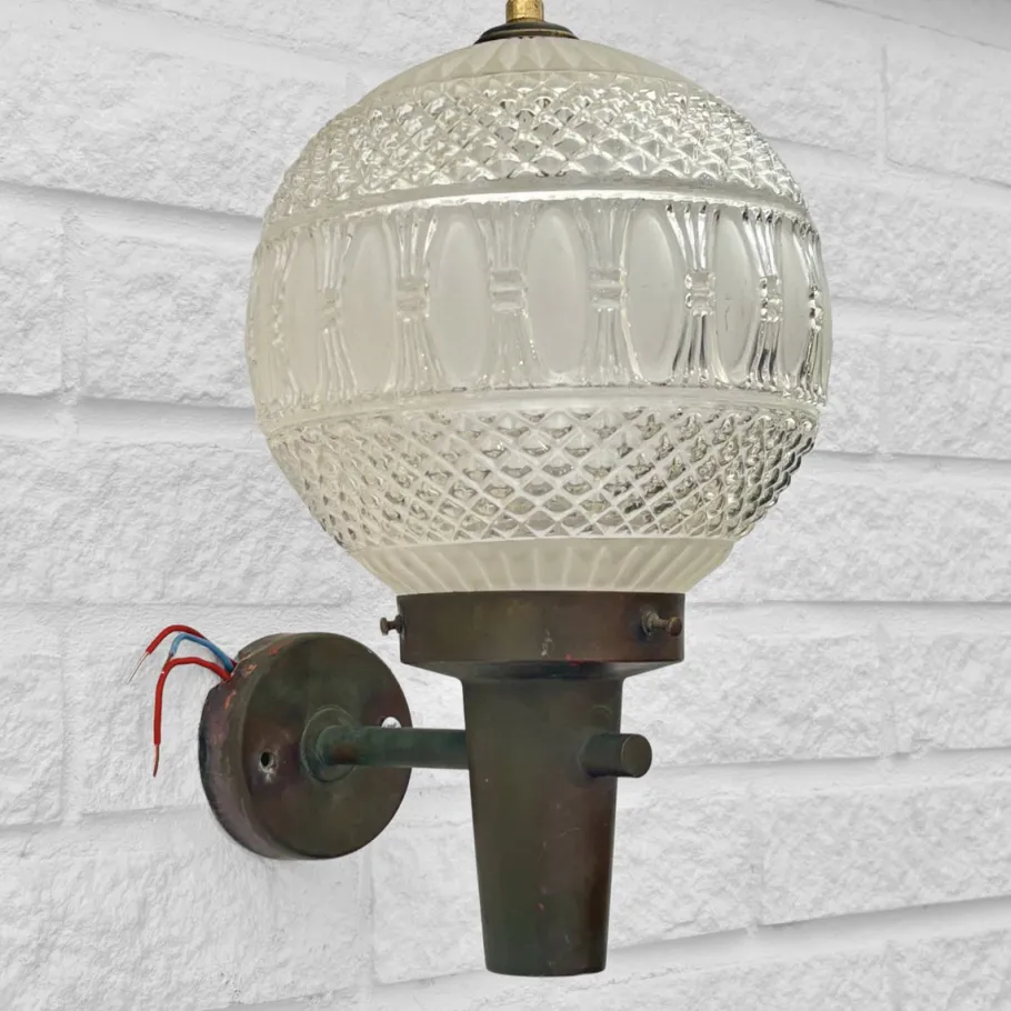 Online Pamono Mid-Century Outdoor Facade Lamp in Copper and Glass, Sweden, 1960s