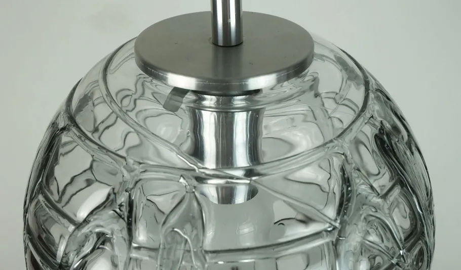 Best Pamono Mid-Century Pendant Lamp in Clear and Smoke Grey Glass and Metal from Doria-Leuchten, 1960s-1970s