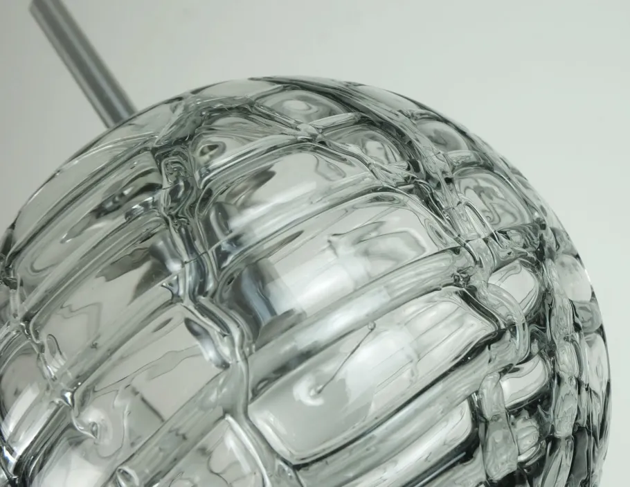 Best Pamono Mid-Century Pendant Lamp in Clear and Smoke Grey Glass and Metal from Doria-Leuchten, 1960s-1970s