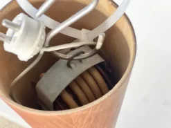 Discount Pamono Mid-Century Pendant Lamp in Teak and Brass with Sculptural Lamella Shade, Denmark, 1950s-1960s