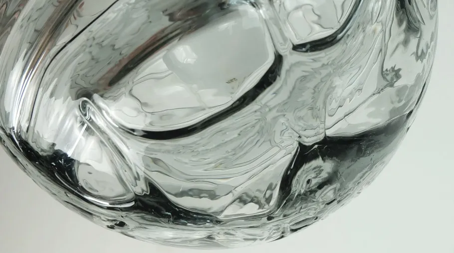 New Pamono Mid-Century Pendant Lamp in Clear and Smoke Grey Glass and Metal from Doria Leuchten, 1960s