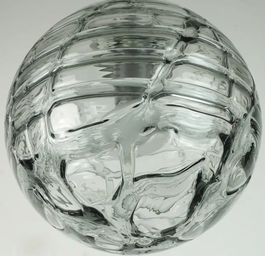 New Pamono Mid-Century Pendant Lamp in Clear and Smoke Grey Glass and Metal from Doria Leuchten, 1960s