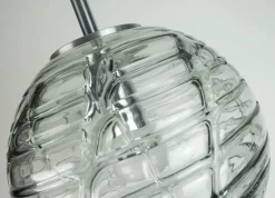 New Pamono Mid-Century Pendant Lamp in Clear and Smoke Grey Glass and Metal from Doria Leuchten, 1960s