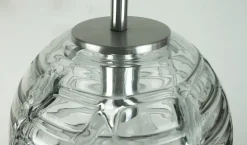 New Pamono Mid-Century Pendant Lamp in Clear and Smoke Grey Glass and Metal from Doria Leuchten, 1960s