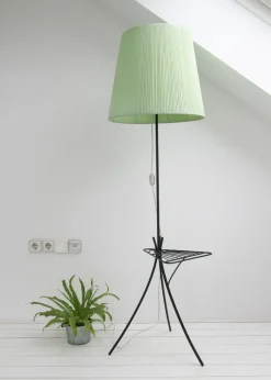 Discount Pamono Mid-Century Plissé Floor Lamp with Stand, 1950s