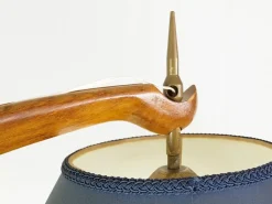 Best Pamono Mid-Century Rispal Style Floor Lamp in Curved Wood and Brass from Valzania, 1940s