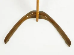 Best Pamono Mid-Century Rispal Style Floor Lamp in Curved Wood and Brass from Valzania, 1940s