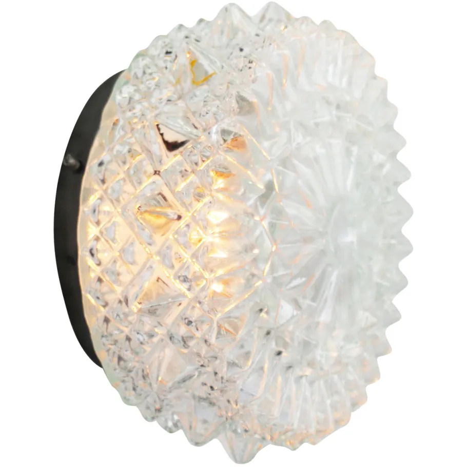 Clearance Pamono Mid-Century Round Clear Glass Wall Light