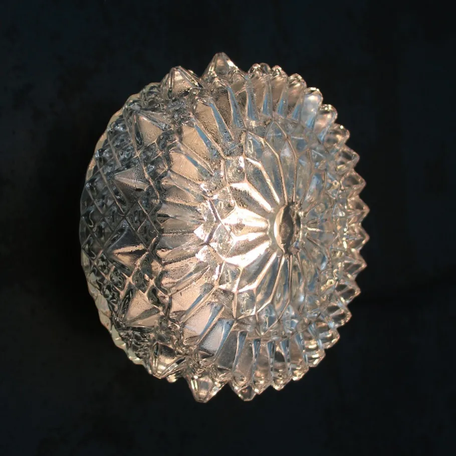 Clearance Pamono Mid-Century Round Clear Glass Wall Light
