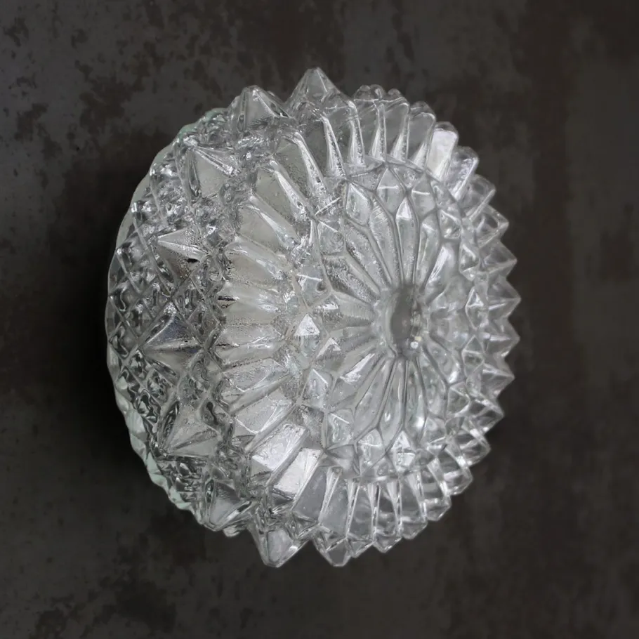 Clearance Pamono Mid-Century Round Clear Glass Wall Light