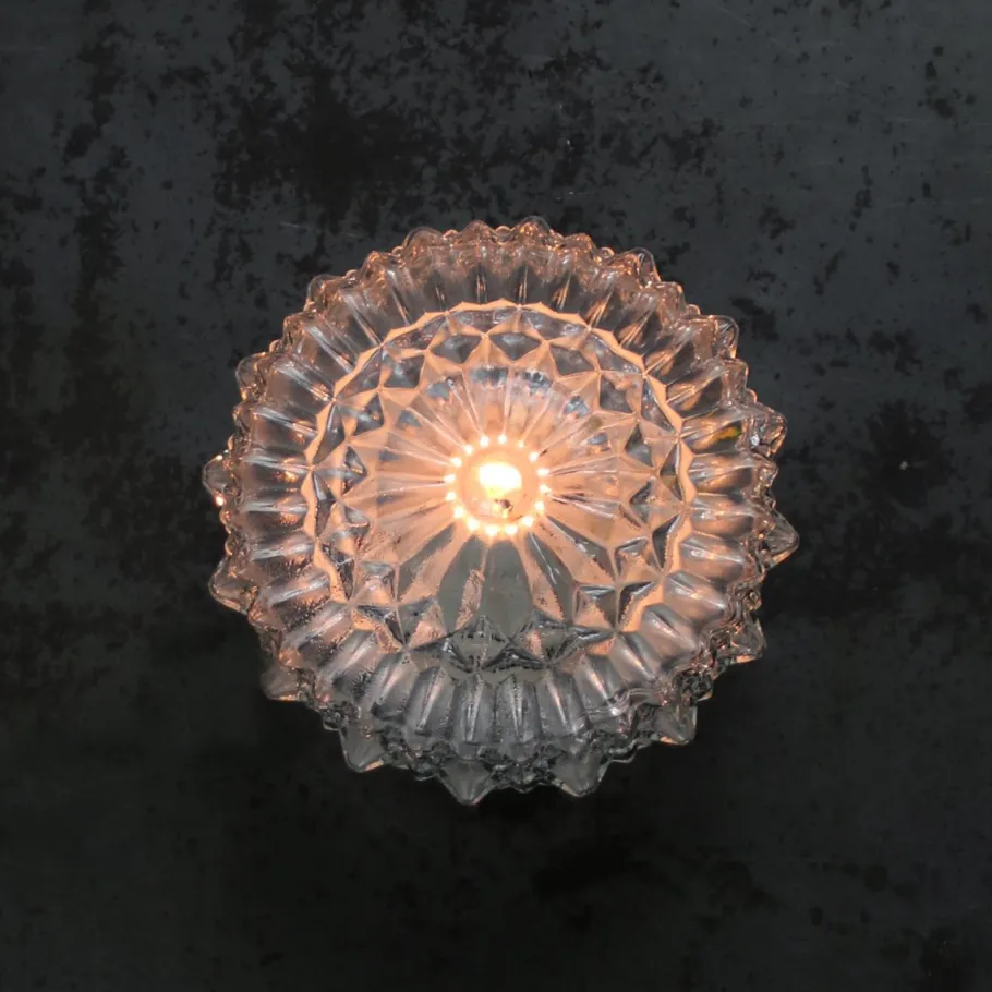 Clearance Pamono Mid-Century Round Clear Glass Wall Light