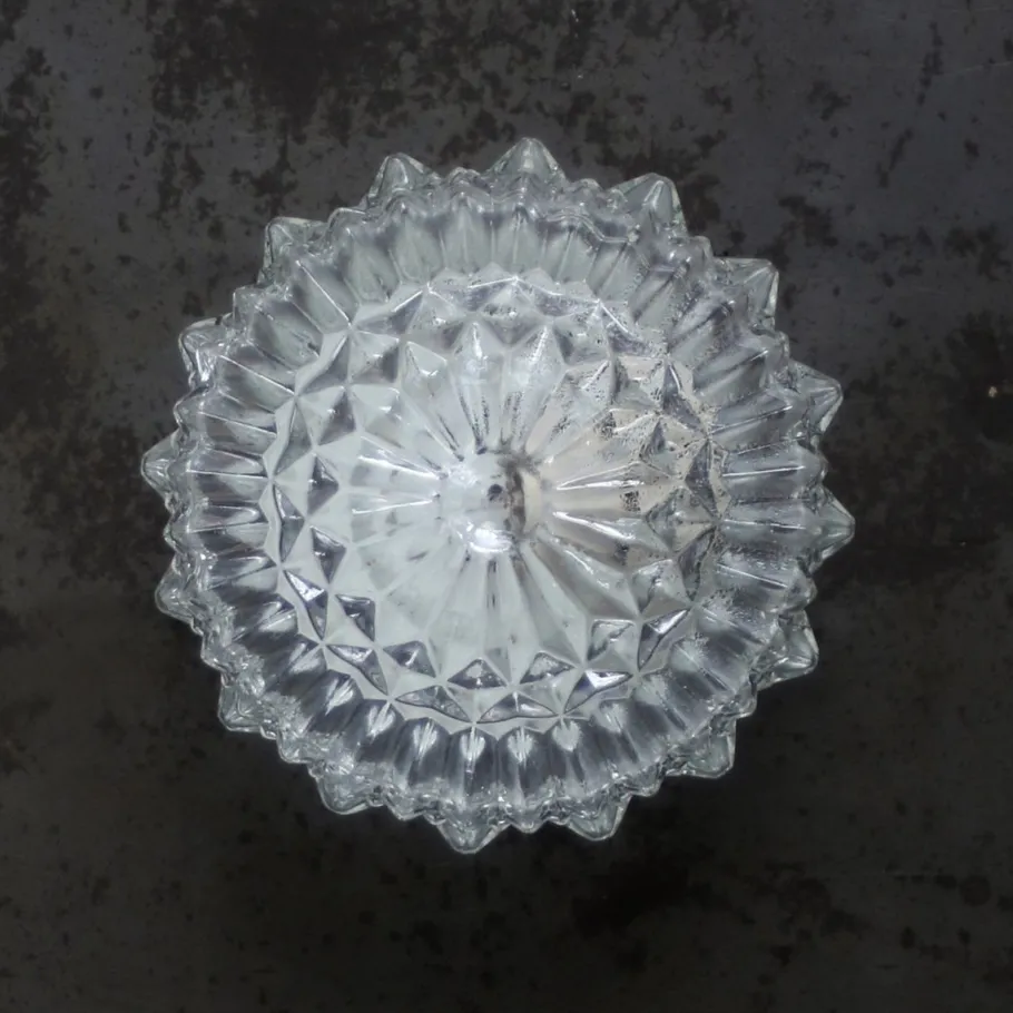 Clearance Pamono Mid-Century Round Clear Glass Wall Light