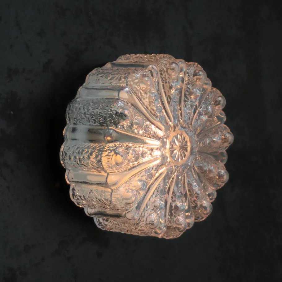 Hot Pamono Mid-Century Round Clear Glass Sconce