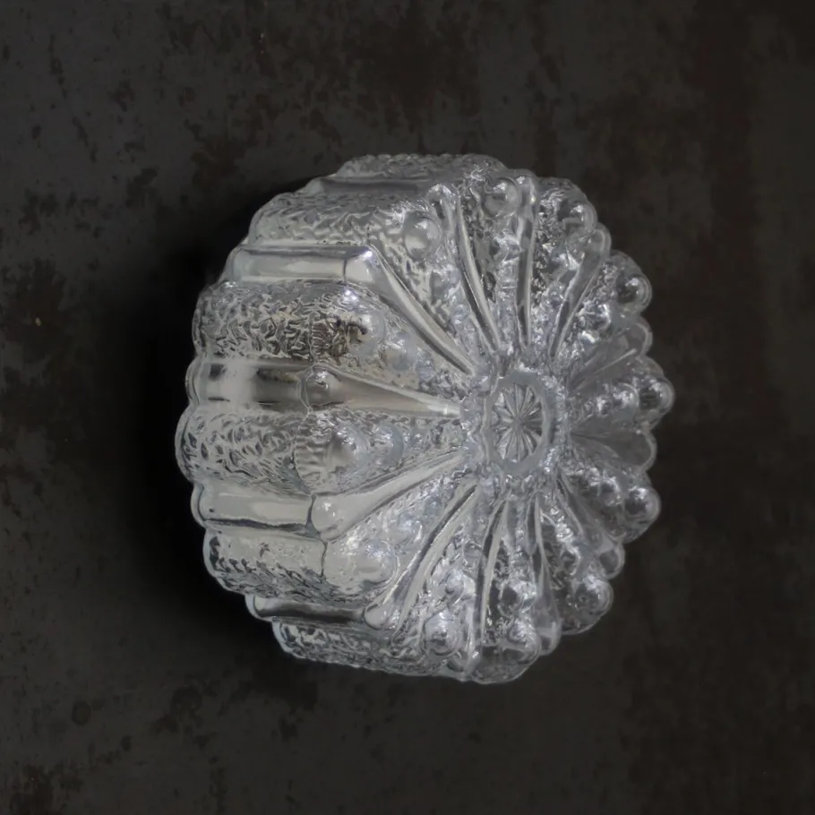 Hot Pamono Mid-Century Round Clear Glass Sconce