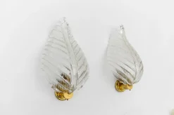 Clearance Pamono Mid-Century Rugiodoso Leaf Sconces attributed to Barovier & Toso, 1950s, Set of 2