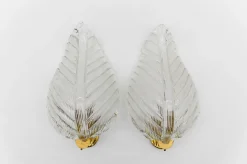 Clearance Pamono Mid-Century Rugiodoso Leaf Sconces attributed to Barovier & Toso, 1950s, Set of 2