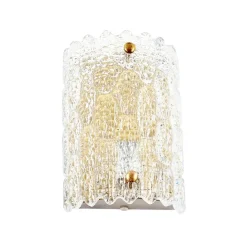 Discount Pamono Mid-Century Scandinavian Glass & Brass Wall Light by Carl Fagerlund for Orrefors, Sweden, 1960s