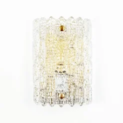 Discount Pamono Mid-Century Scandinavian Glass & Brass Wall Light by Carl Fagerlund for Orrefors, Sweden, 1960s