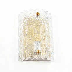 Discount Pamono Mid-Century Scandinavian Glass & Brass Wall Light by Carl Fagerlund for Orrefors, Sweden, 1960s