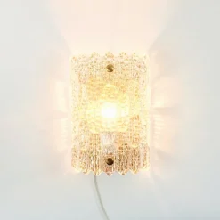 Discount Pamono Mid-Century Scandinavian Glass & Brass Wall Light by Carl Fagerlund for Orrefors, Sweden, 1960s