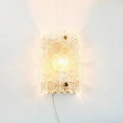 Discount Pamono Mid-Century Scandinavian Glass & Brass Wall Light by Carl Fagerlund for Orrefors, Sweden, 1960s
