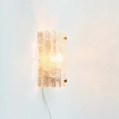 Discount Pamono Mid-Century Scandinavian Glass & Brass Wall Light by Carl Fagerlund for Orrefors, Sweden, 1960s