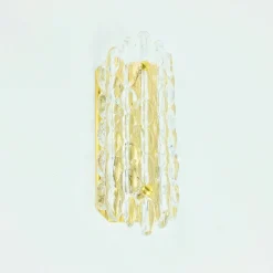 New Pamono Mid-Century Scandinavian Glass & Brass Wall Light by Carl Fagerlund for Orrefors, Sweden, 1960s