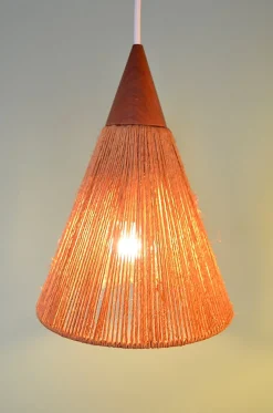 Sale Pamono Mid-Century Sisal and Teak Hanging Lamp from Temde Leuchten, 1960s