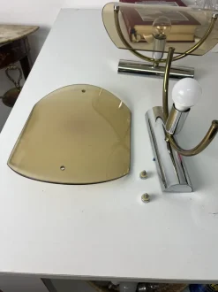 New Pamono Mid-Century Smoked Glass Wall Lamps, 1960s, Set of 2