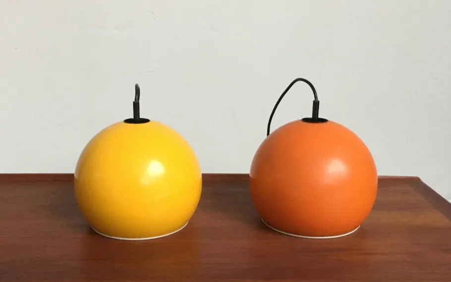 New Pamono Mid-Century Space Age Ball Pendant Lamps, Set of 2