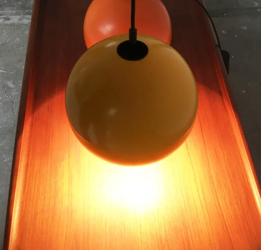 New Pamono Mid-Century Space Age Ball Pendant Lamps, Set of 2