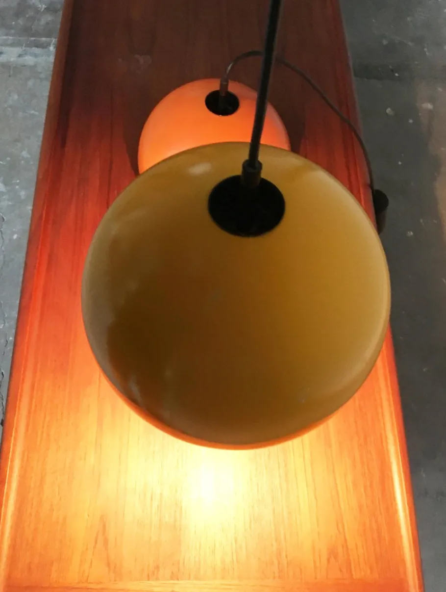 New Pamono Mid-Century Space Age Ball Pendant Lamps, Set of 2