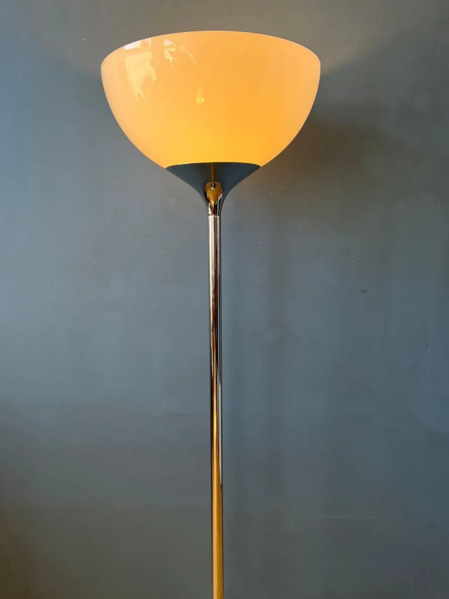Pamono Mid-Century Space Age Floor Lamp with White Acrylic Shade from Guzzini