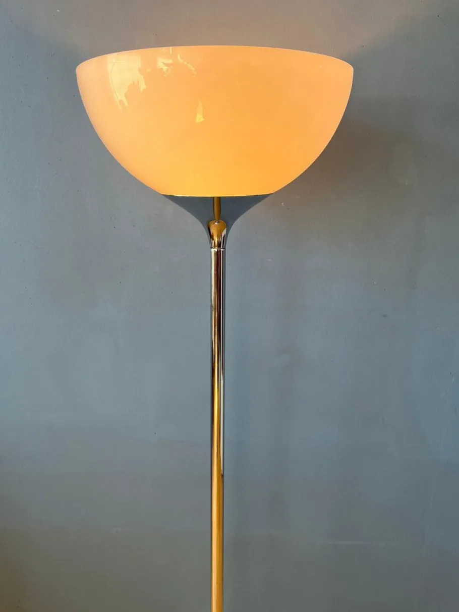 Pamono Mid-Century Space Age Floor Lamp with White Acrylic Shade from Guzzini