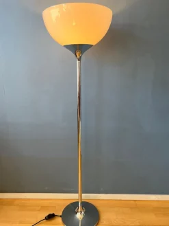 Pamono Mid-Century Space Age Floor Lamp with White Acrylic Shade from Guzzini