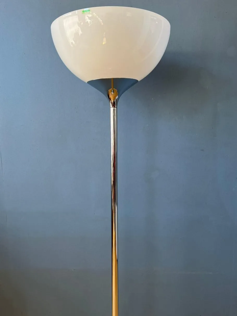 Pamono Mid-Century Space Age Floor Lamp with White Acrylic Shade from Guzzini