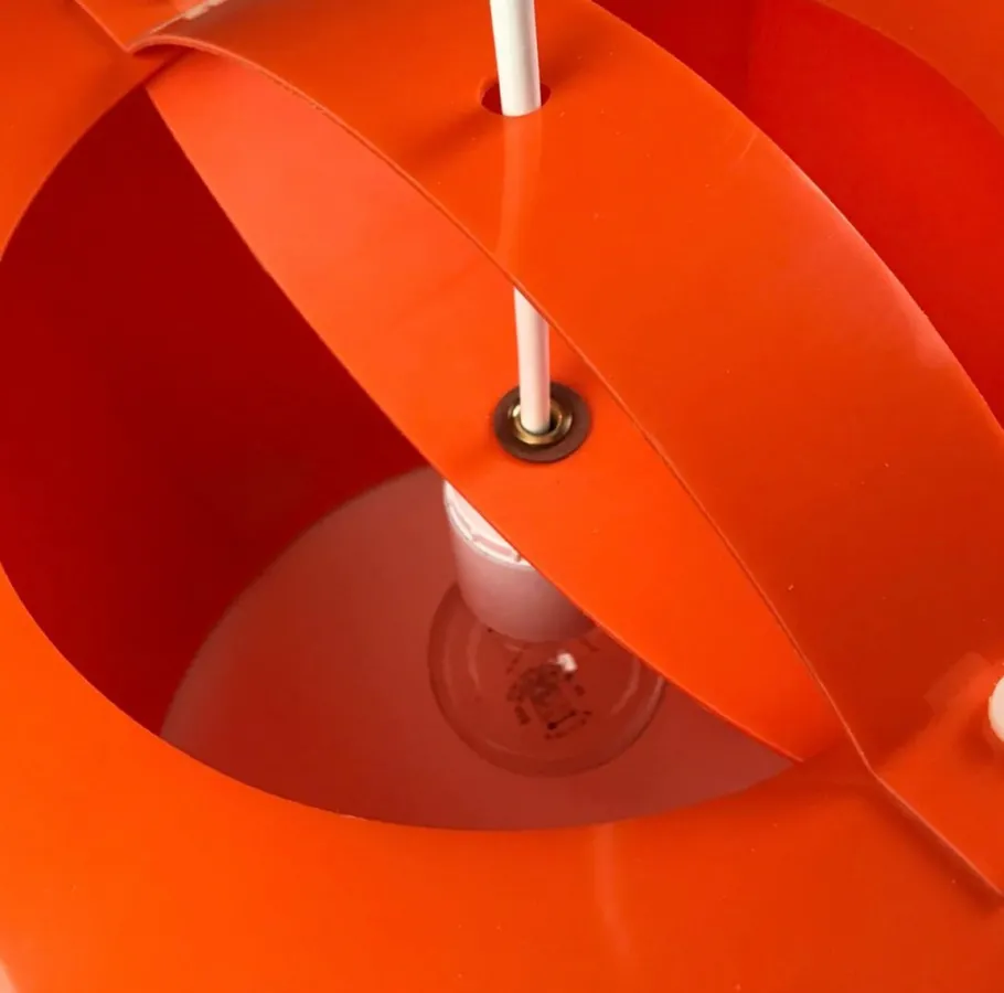 Clearance Pamono Mid-Century Space Age Orange Plastic Ceiling Light attributed to Ilka Leuchten, Germany, 1970s
