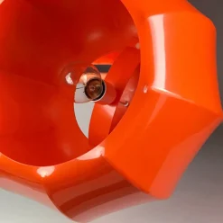 Clearance Pamono Mid-Century Space Age Orange Plastic Ceiling Light attributed to Ilka Leuchten, Germany, 1970s
