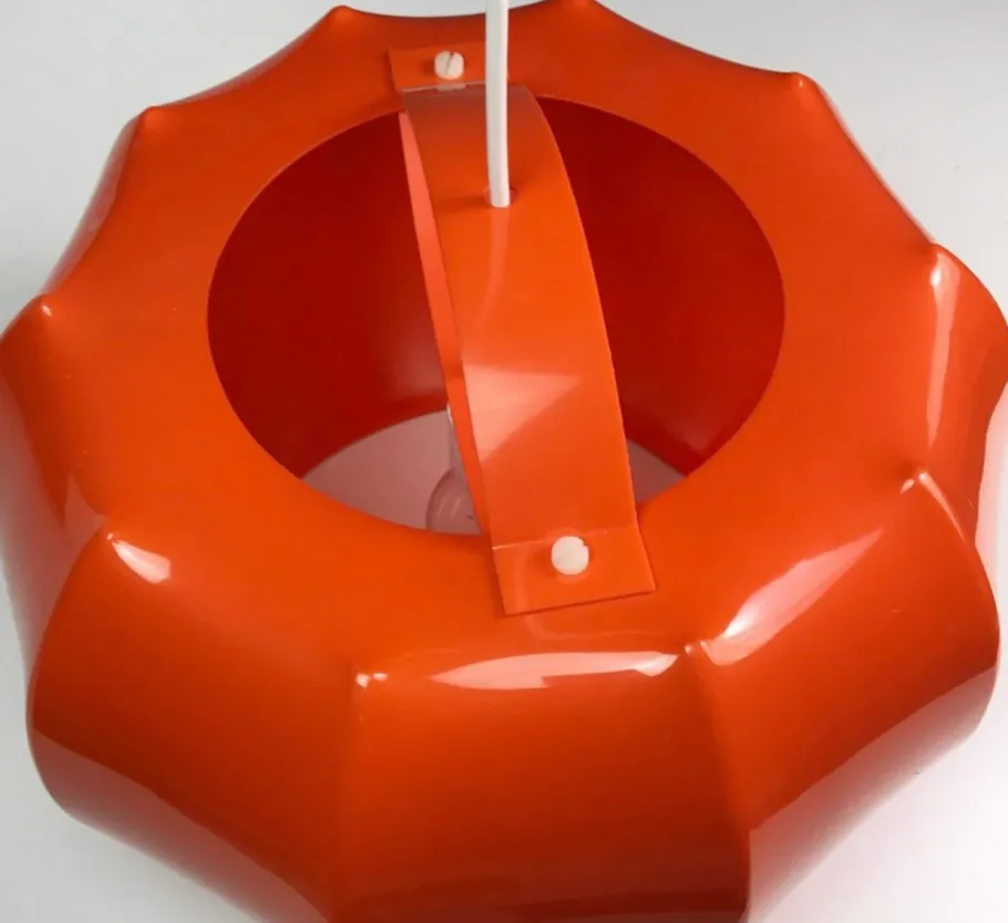Clearance Pamono Mid-Century Space Age Orange Plastic Ceiling Light attributed to Ilka Leuchten, Germany, 1970s