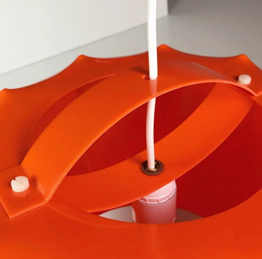 Clearance Pamono Mid-Century Space Age Orange Plastic Ceiling Light attributed to Ilka Leuchten, Germany, 1970s
